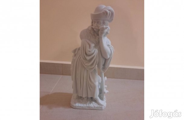Fehér Herendi porcelán Búsuló Juhász, Betyár, Paraszt figura