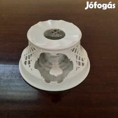 Fehér Herendi porcelán áttört tea melegítő mécses tartóval 