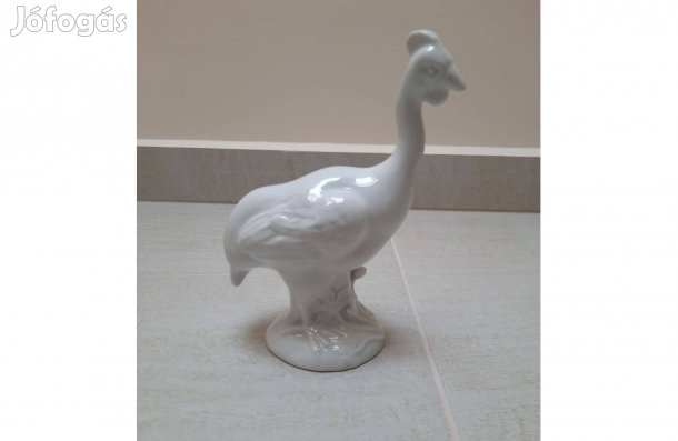 Fehér Herendi porcelán gyöngytyúk, pulyka figura