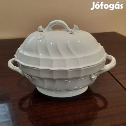 Fehér Herendi porcelán leveses tál fedővel eladó 