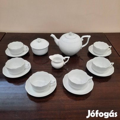 Fehér Herendi porcelán teás készlet, teáskészlet eladó 