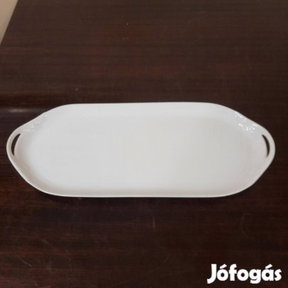 Fehér Herendi sima szélű süteményes kínáló tál, tálca eladó!