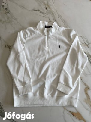 Fehér Ralph Lauren egyszerű negyed cibzáros pulóver