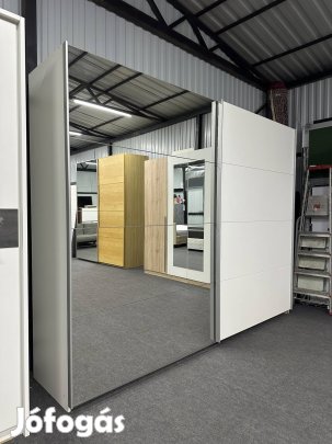 Fehér-Tükrös Toló Ajtós Gardróbszekrény 