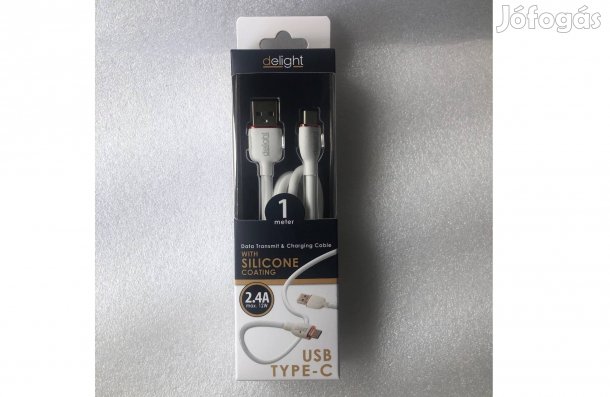 Fehér Type-C / USB-A Adatkábel - 1 m - 2.4A - 12 W