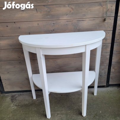 Fehér, félkör alakú, konzolasztal