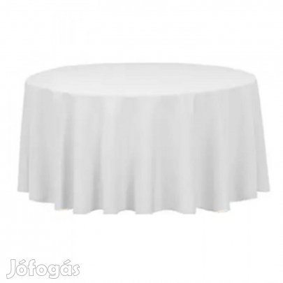 Fehér, kerek asztalterítő