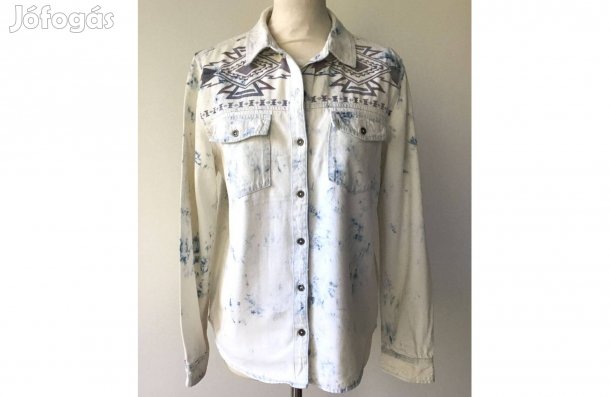 Fehér/ mintás, női farmer ing M-es méret