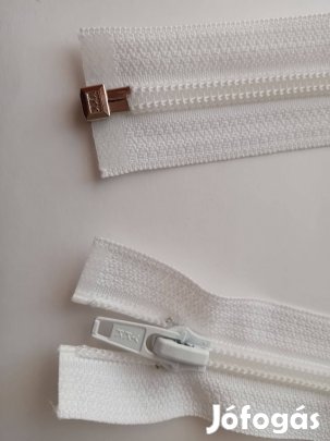 Fehér, nyitható cipzár, új, kétféle méretben