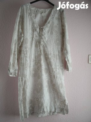 Fehér, tejeskávé mintával Lenge hálóing "L" méret