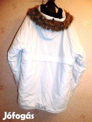 Fehér alkalmi kapucnis bélelt ujj kabát
