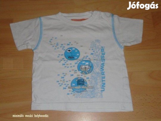 Fehér állat mintás póló 6-9 hó (méret 74)