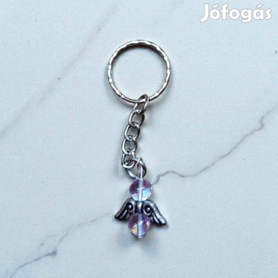 Fehér aura kvarc angyal kulcstartó