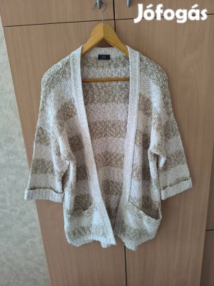 Fehér barna csíkos arany szálas kötött kardigán 44-es