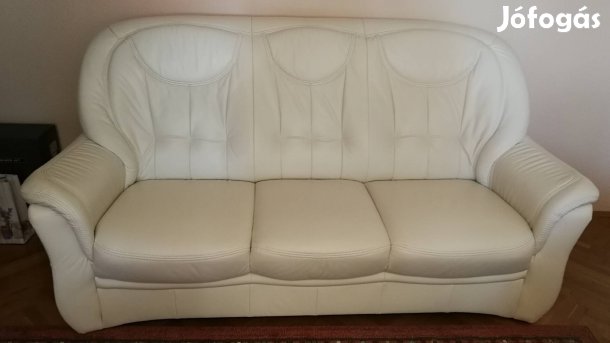 Fehér bőr kanapé fotelekkel Eladó