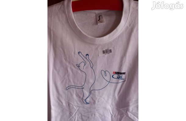 Fehér cicás S-es poló - Teljesen új