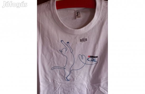 Fehér cicás S-es poló - Teljesen új, 65 cm hosszú