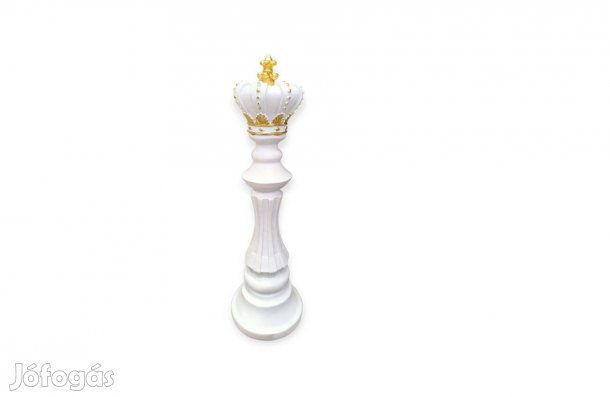 Fehér dekoratív sakkfigura Király arany részletekkel 39,5 cm