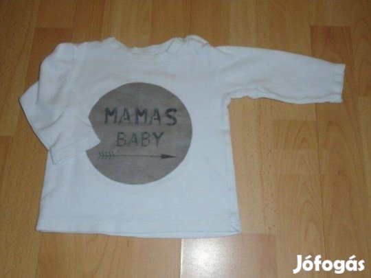 Fehér és mintás hosszú ujjú póló felső 12-18 hó (méret 86)