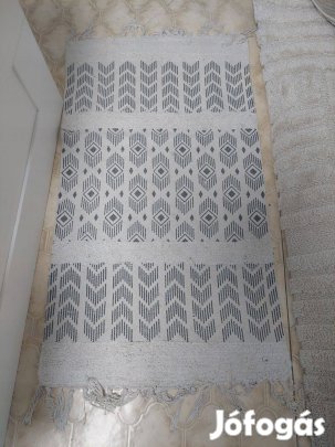 Fehér fekete absztrakt mintás rojtos futószőnyeg előszobai kilépő szőn