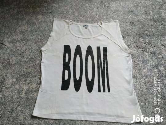 Fehér fekete feliratos pamut póló extra nagy méretű 4XL-es
