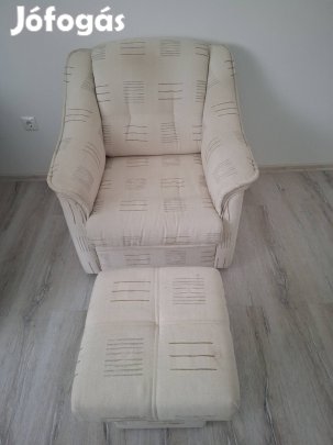 Fehér fotel + puff