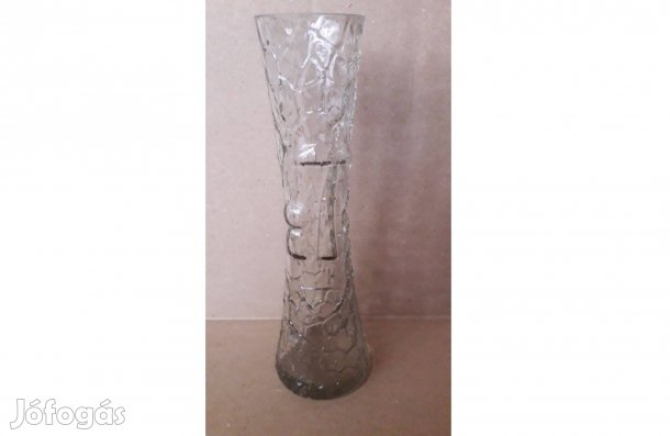 Fehér gomba mintás kis üveg váza hibátlan