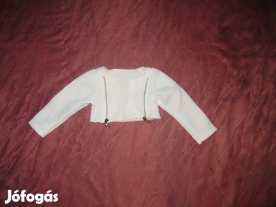 Fehér hosszú ujjú boleró kardigán 9-12 hó 74 - 80 cm Armina