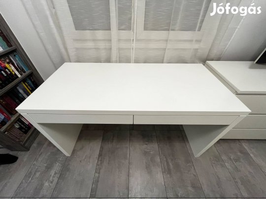 Fehér íróasztal asztalossal készítve 140x64 cm, 2 fiókos - Jó állapot!