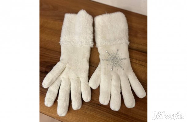 Fehér kesztyű 5 ujjas fehér női kesztyű