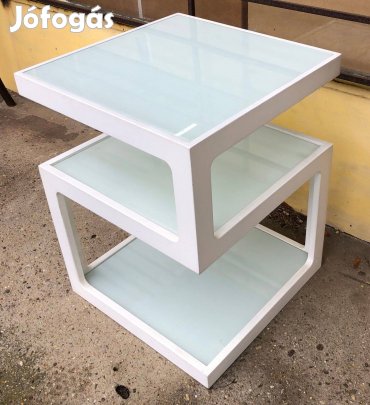 Fehér kicsi üveglapos asztal / éjjeli