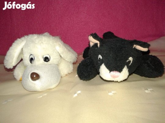 Fehér kiskutya és fekete kiscica plüss gyűjteményből egyben 1200.-Ft
