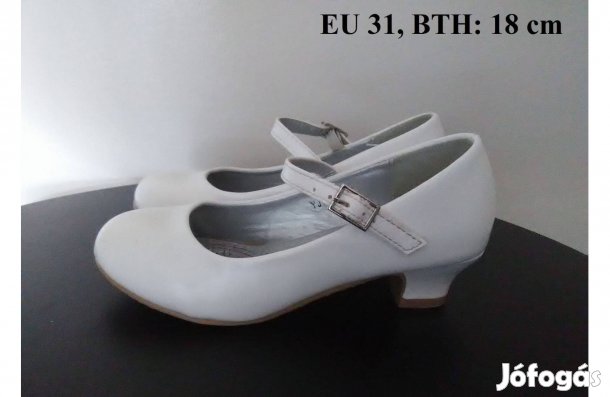 Fehér kislány alkalmi cipő, EU 31, BTH: 18 cm