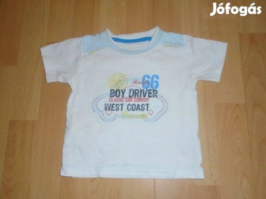 Fehér mintás feliratos póló 12-18 hó (méret 86)