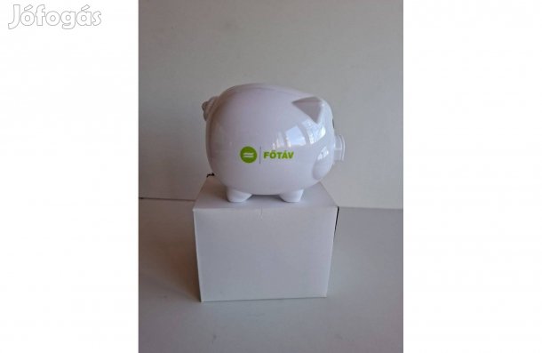 Fehér műanyag malac persely, alul nyitható