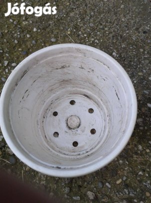 Fehér műanyag virágcserép