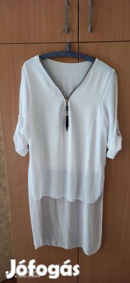 Fehér muszlin aszimmetrikus blúz M-es