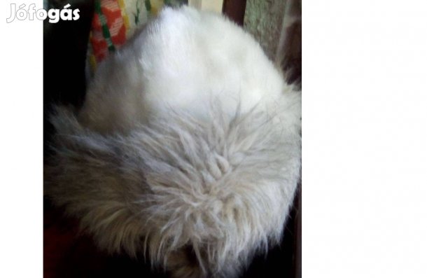 Fehér női szőrmesapka új állapotú. Fejkörfogat 58 cm