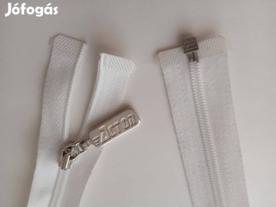 Fehér nyitható cipzár, új, 63 és 65 cm
