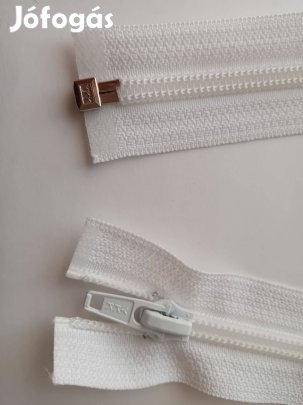 Fehér nyitható cipzár, új, 66 cm
