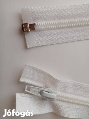 Fehér nyitható cipzár, új, két méret