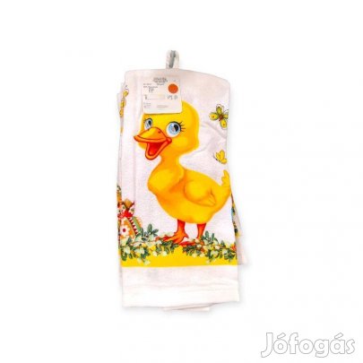 Fehér pamut húsvéti konyharuha sárga kacsával 60x35 cm