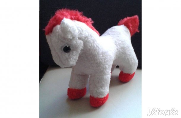 Fehér plüss lovacska, ló, paci