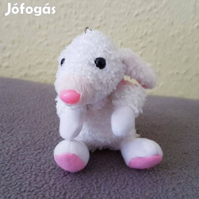 Fehér plüss nyúl (nyuszi) kulcstartó