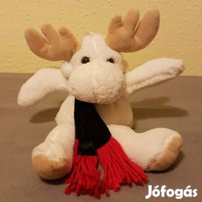 Fehér plüss rénszarvas akasztóval (eredeti címkével)