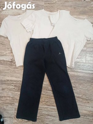 Fehér póló + melegítőnadrág szett ~8 év - kényelmes, praktikus csomag