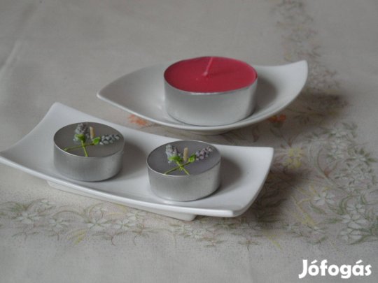 Fehér porcelán mécsestartó, tálka ( 2 db. )