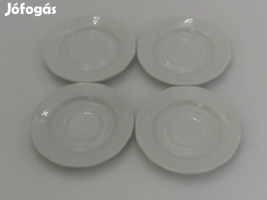Fehér porcelán mokkás tányér, alátét ( 4 db. )