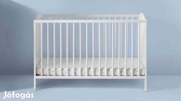 Fehér rácsos IKEA babaágy, gyerekágy 65x125cm + matrac