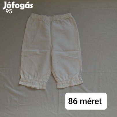 Fehér rövd nadrág 86 méret